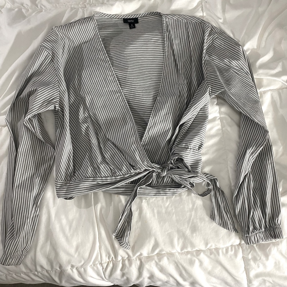 Striped side tie blouse